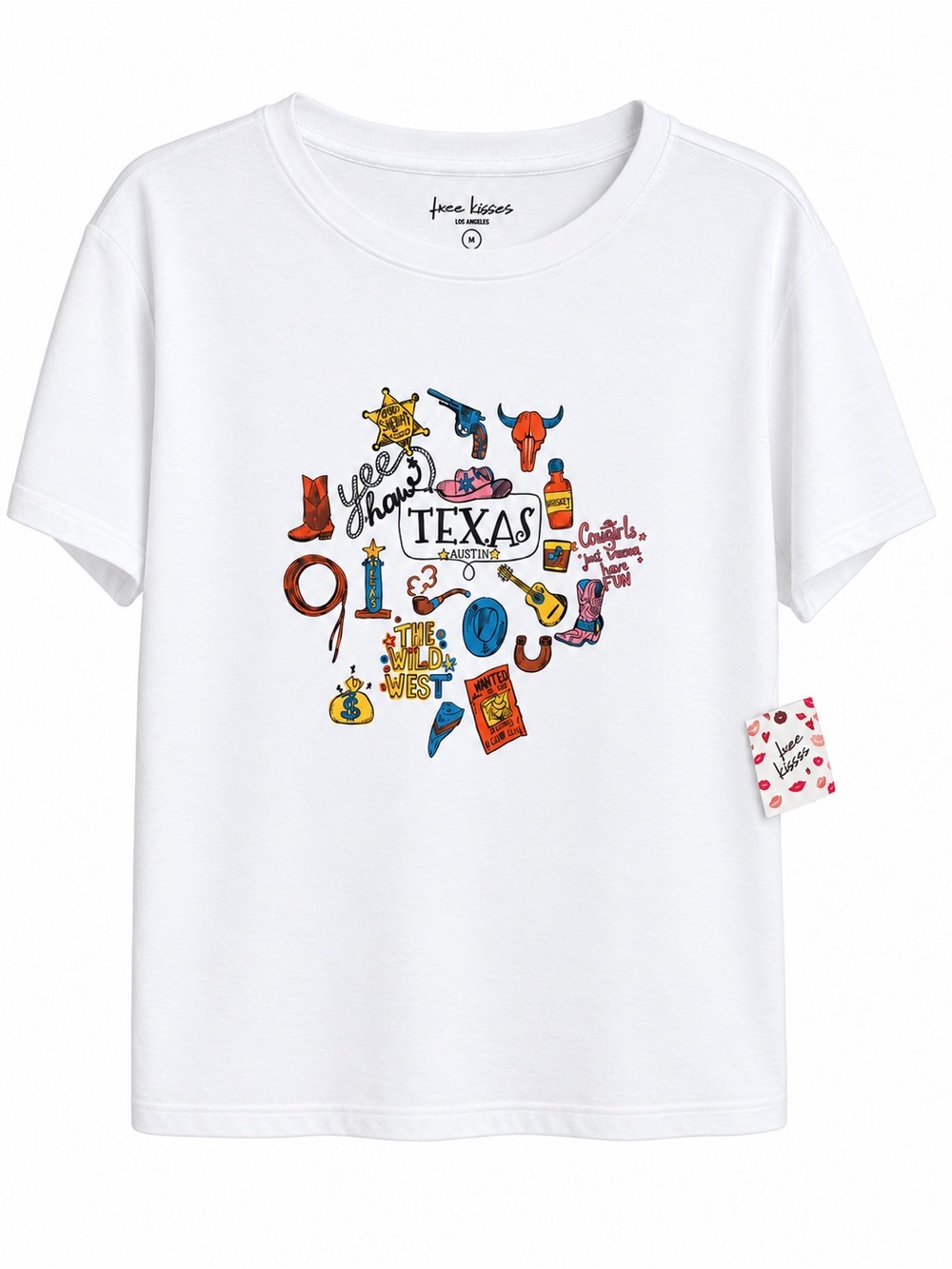 Free Kisses White Texas Graphic Short-Sleeve Tee